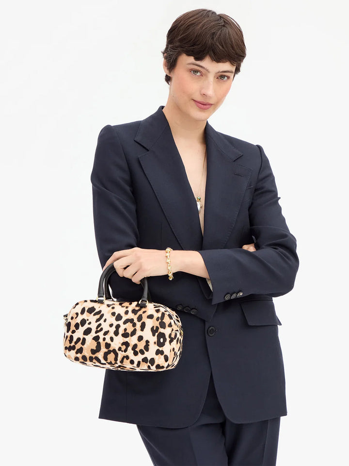 Petite Claudine in Cream/Black Snow Leopard Hair-On