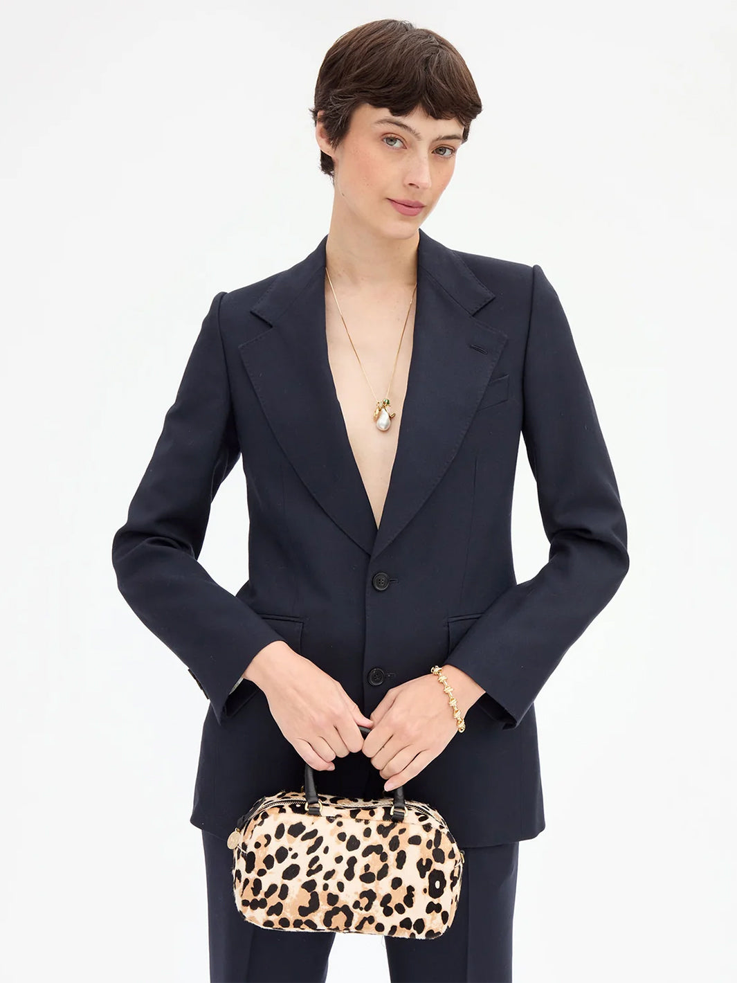 Petite Claudine in Cream/Black Snow Leopard Hair-On