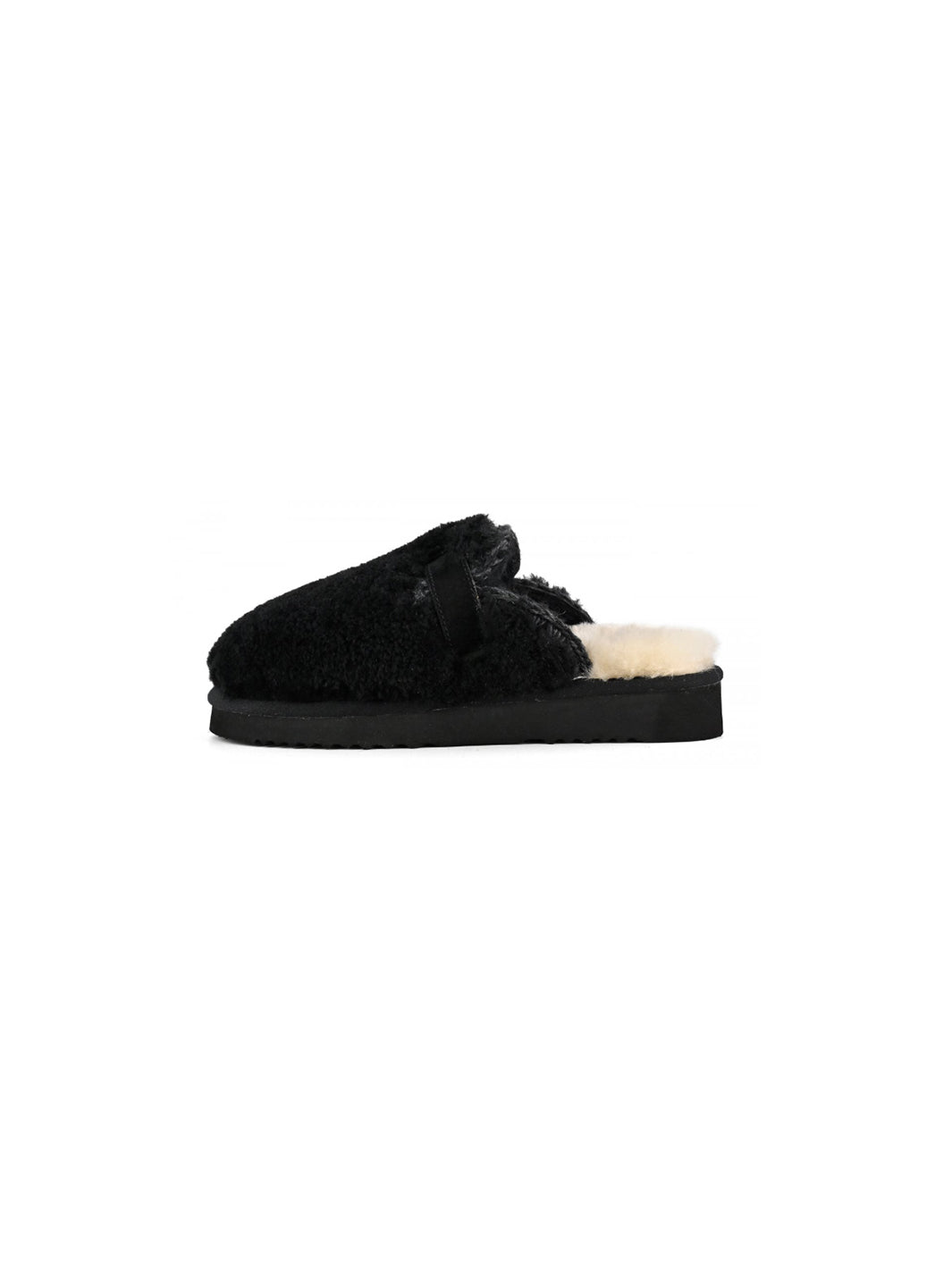 Curly Sheepskin Clog in Black