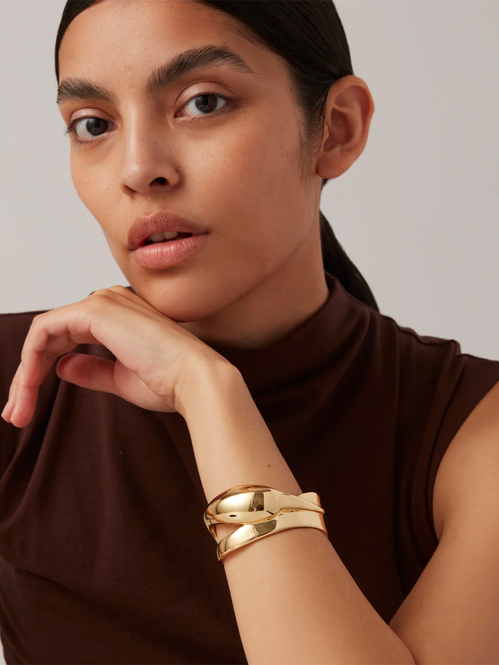 Colette Cuff Bracelet in Pearl Gold