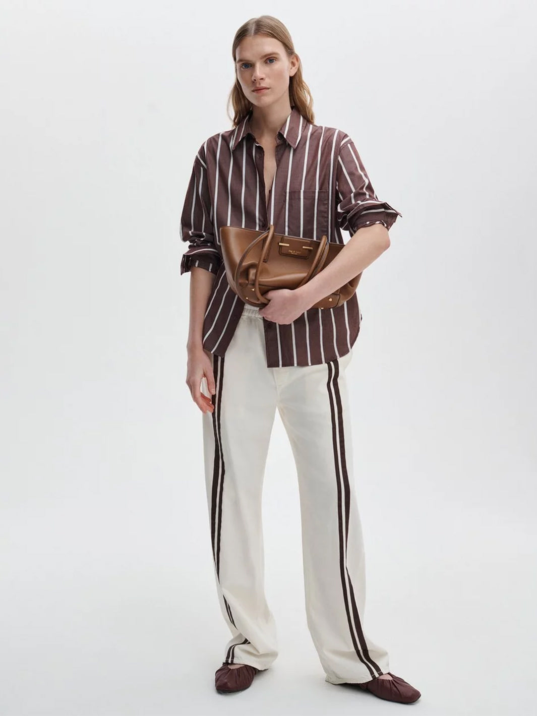 Connie Striped Poplin Shirt in Rosewood Stripe