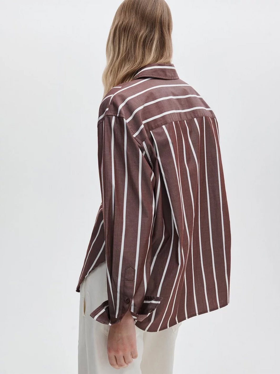 Connie Striped Poplin Shirt in Rosewood Stripe