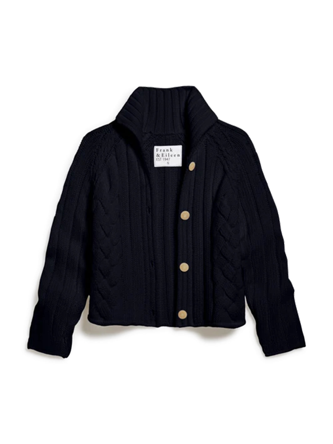 Mini Cotswolds Cropped Cable Knit Cardigan in Marine