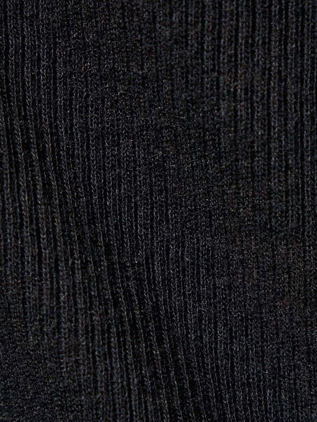 Cotton Cashmere Blend Ribbed Long Sleeve Crew in Black