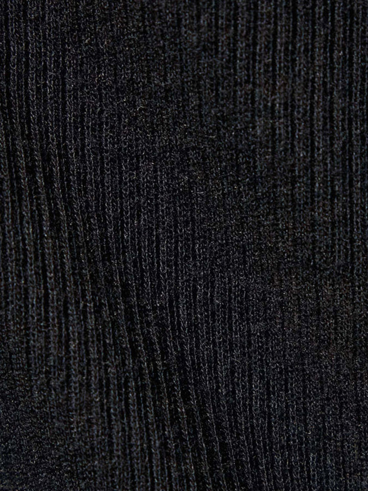 Cotton Cashmere Blend Ribbed Long Sleeve Crew in Black