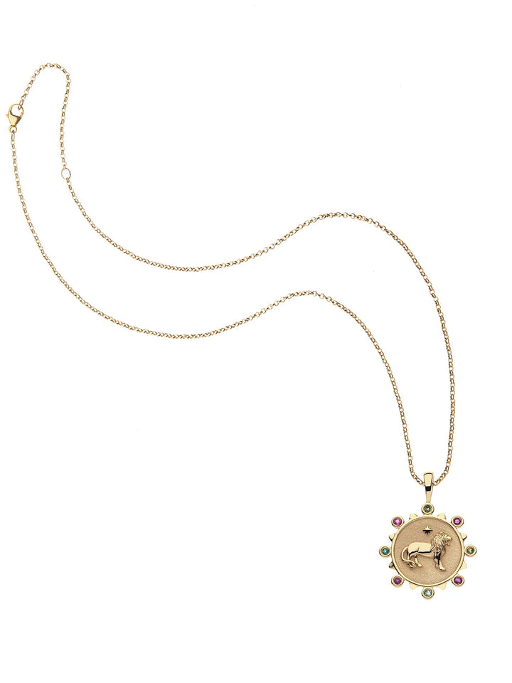 COURAGE Petite Embellished Coin and Chain in Gold
