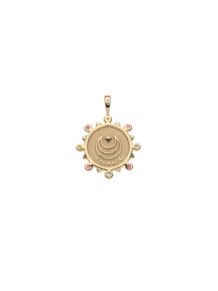 COURAGE Petite Embellished Coin and Chain in Gold
