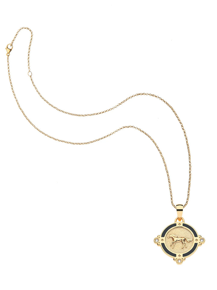COURAGE Horse Petite Embellished Coin and Chain in Gold