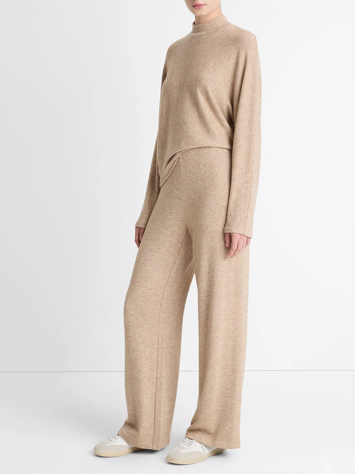 Cozy Wide-Leg Pant in Heather Bruna