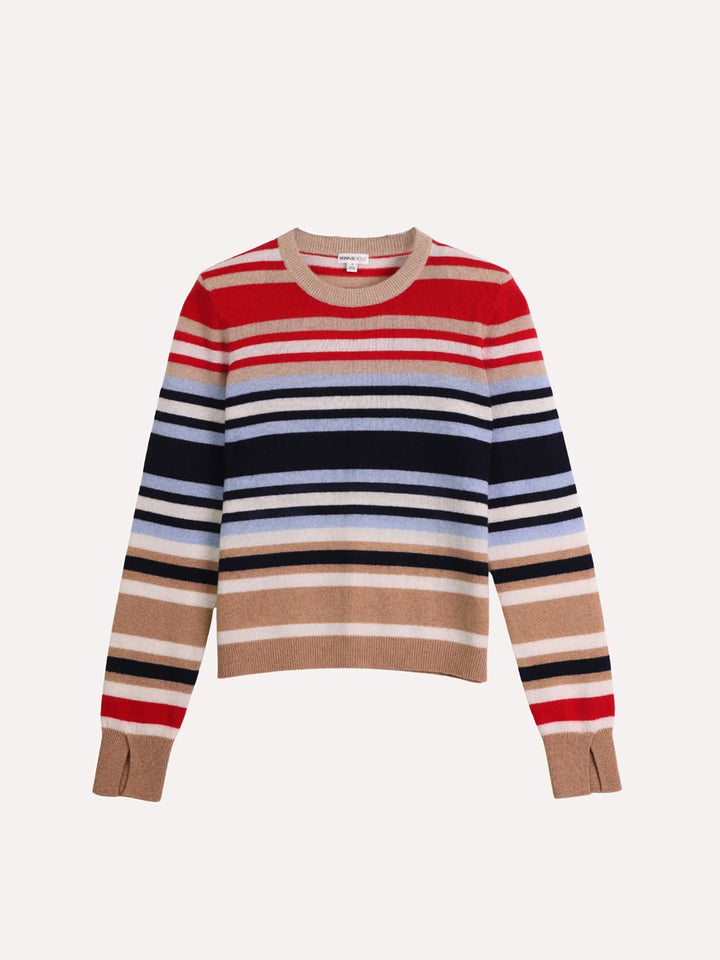 Cashmere Striped Long Sleeve Crew in Multi