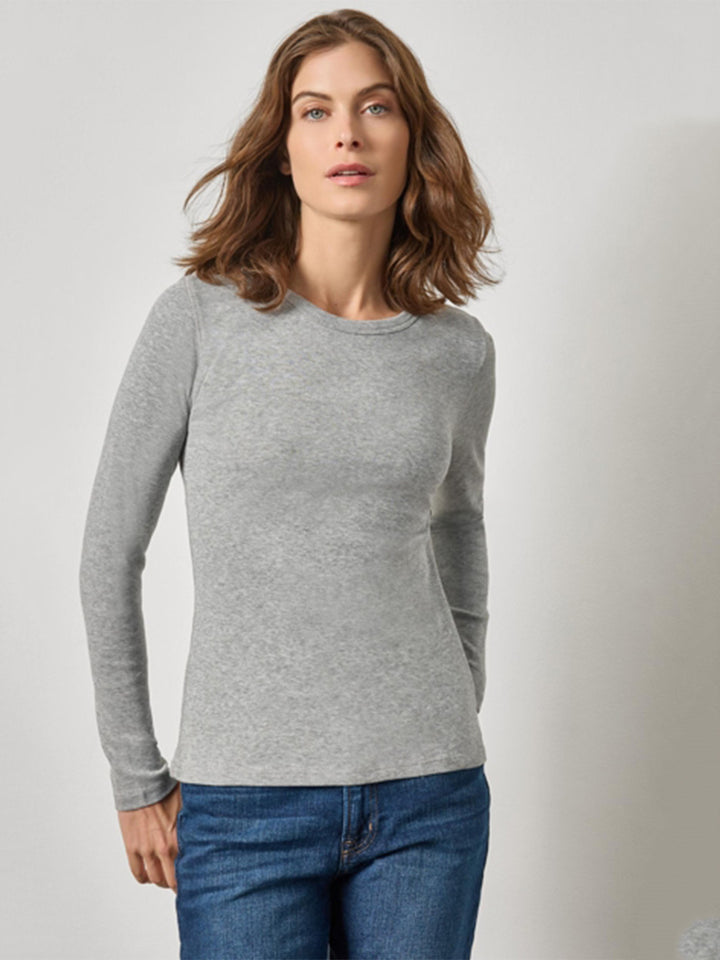 Long Sleeve Crew in Heather Grey