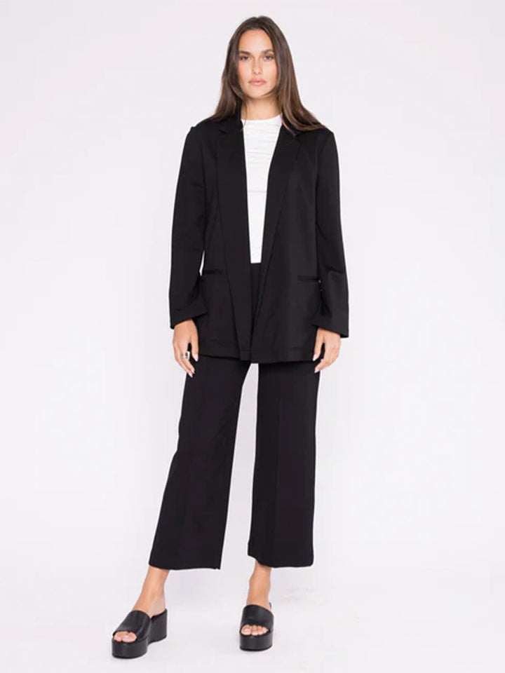 Cropped Ponte Knit Straight Leg Pant in Black