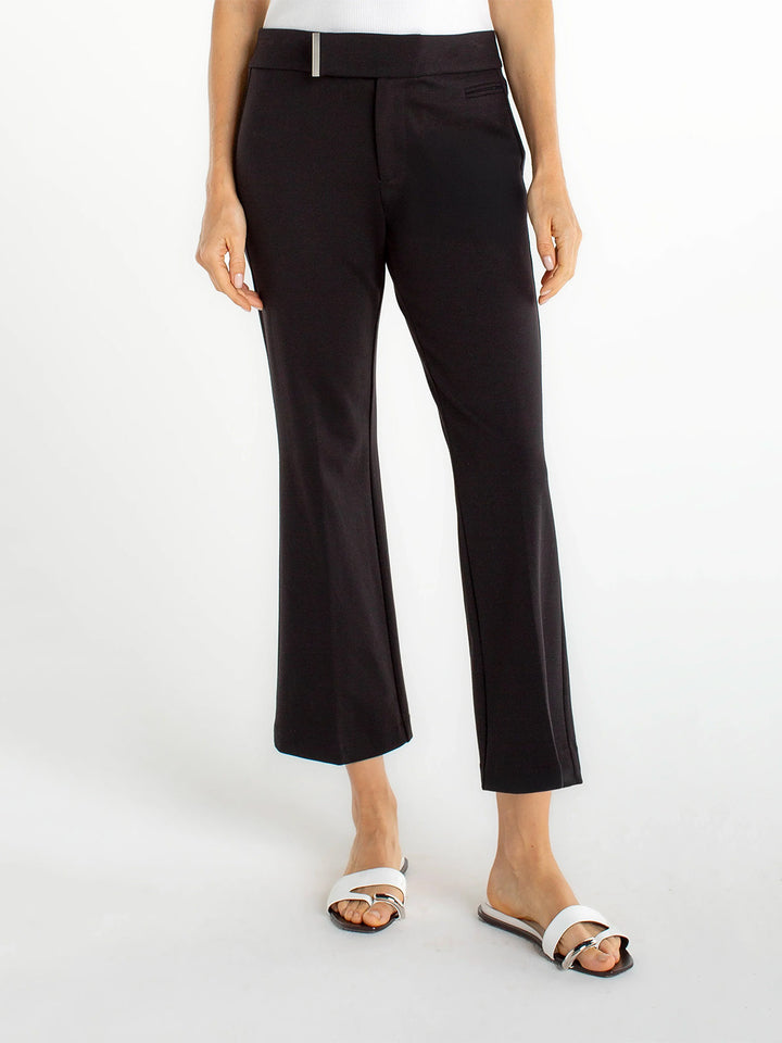 Crop Flare With Extended Tab Waistband in Black