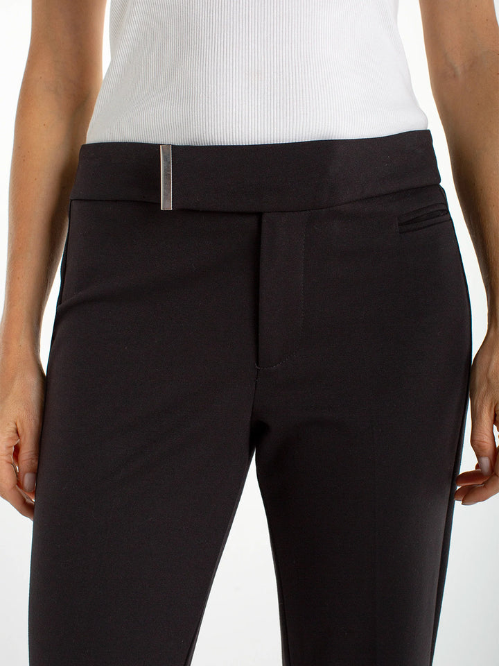 Crop Flare With Extended Tab Waistband in Black