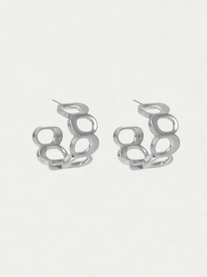 Crosby Link Huggie Hoops in Silver