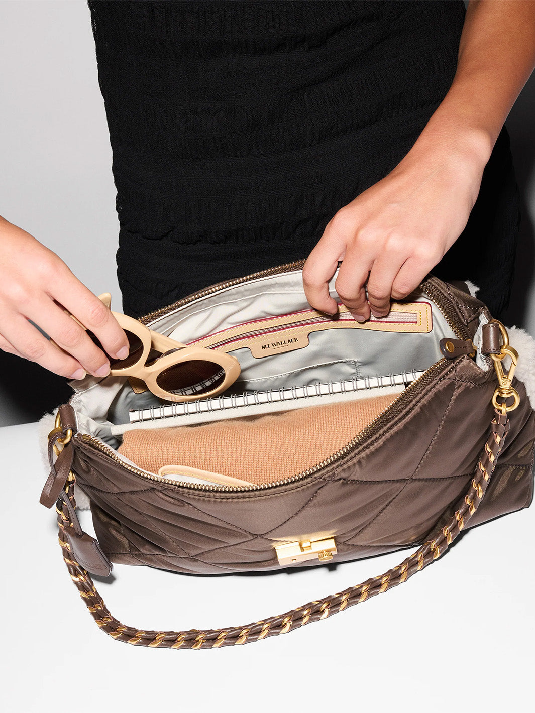 Crosby Lock Shoulder in Shearling Walnut