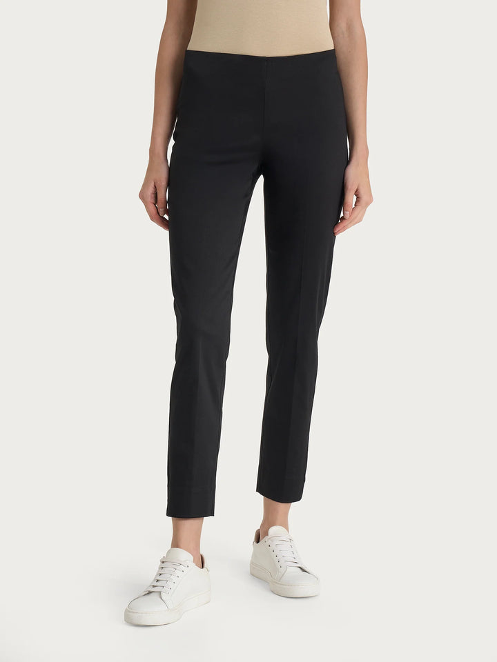 Slit Capri Satin Pants in Black