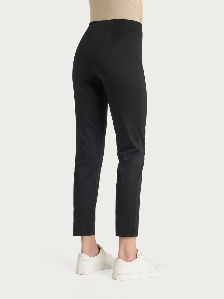 Slit Capri Satin Pants in Black