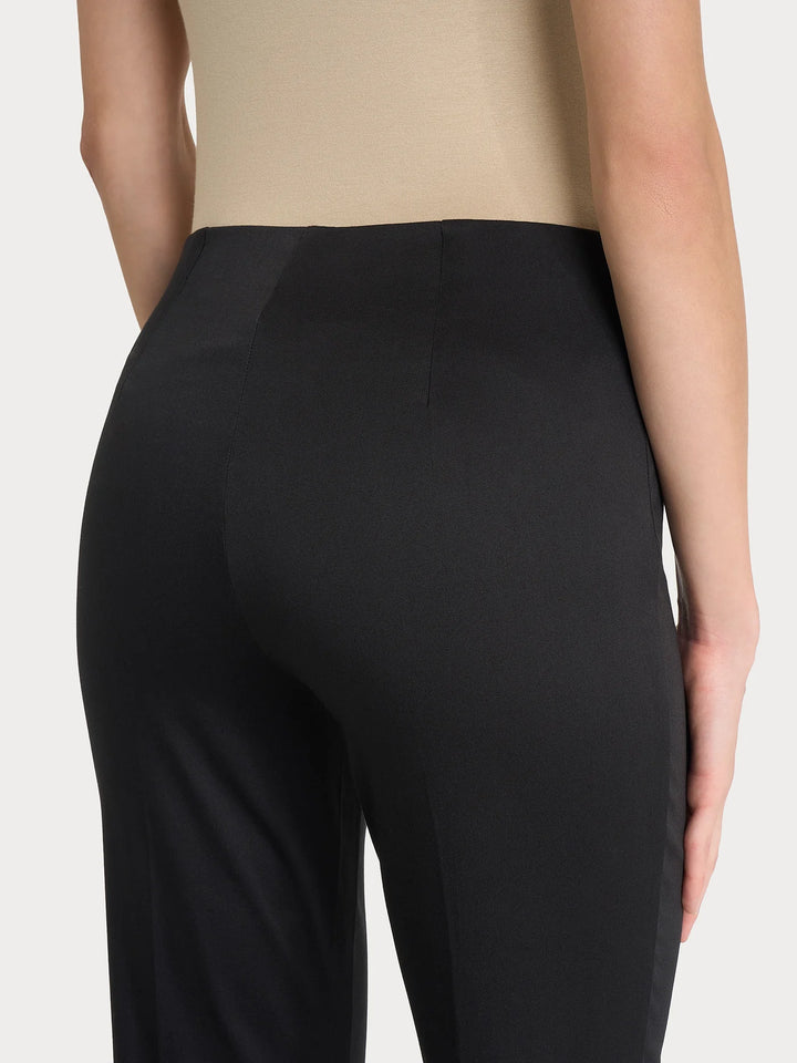 Slit Capri Satin Pants in Black