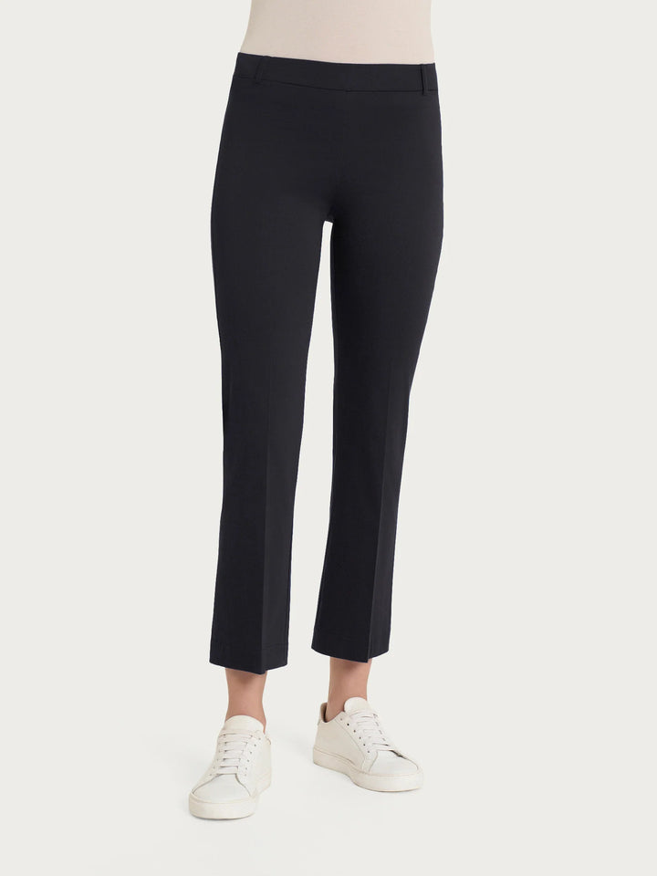 Satin Crop Flare Pant in Black