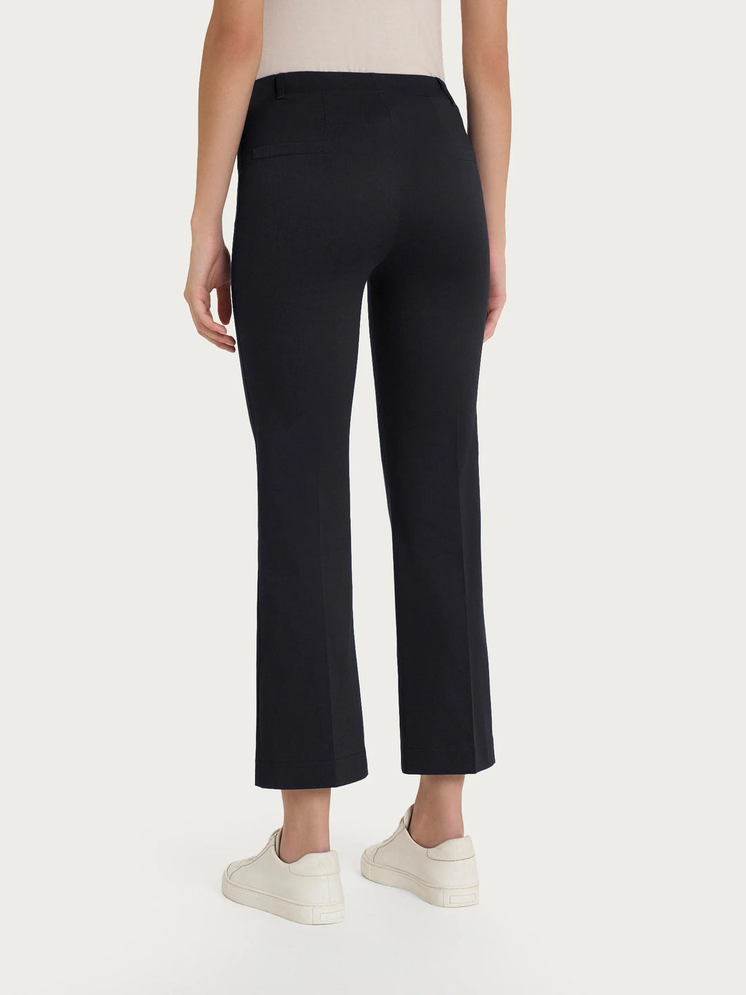 Satin Crop Flare Pant in Black