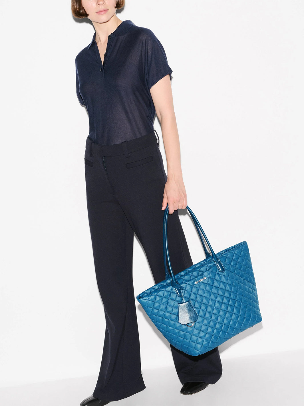Medium Double Zip Cosmetic Bag in Atlantic Blue