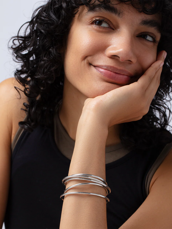 Dane 5 Pack Bangle Bracelets in Silver