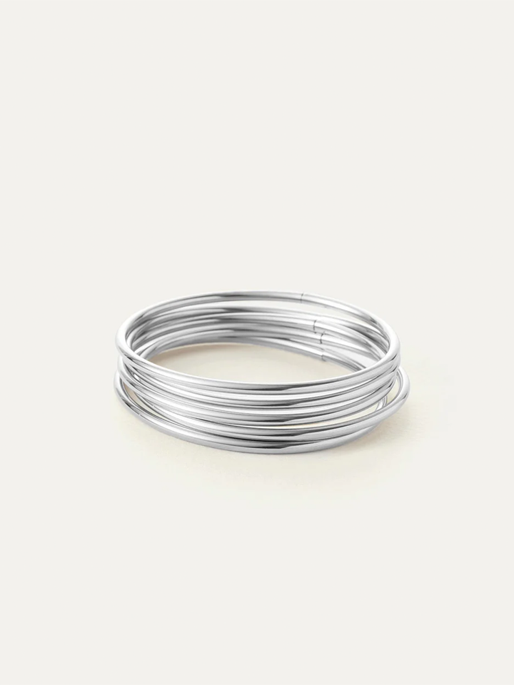 Dane 5 Pack Bangle Bracelets in Silver