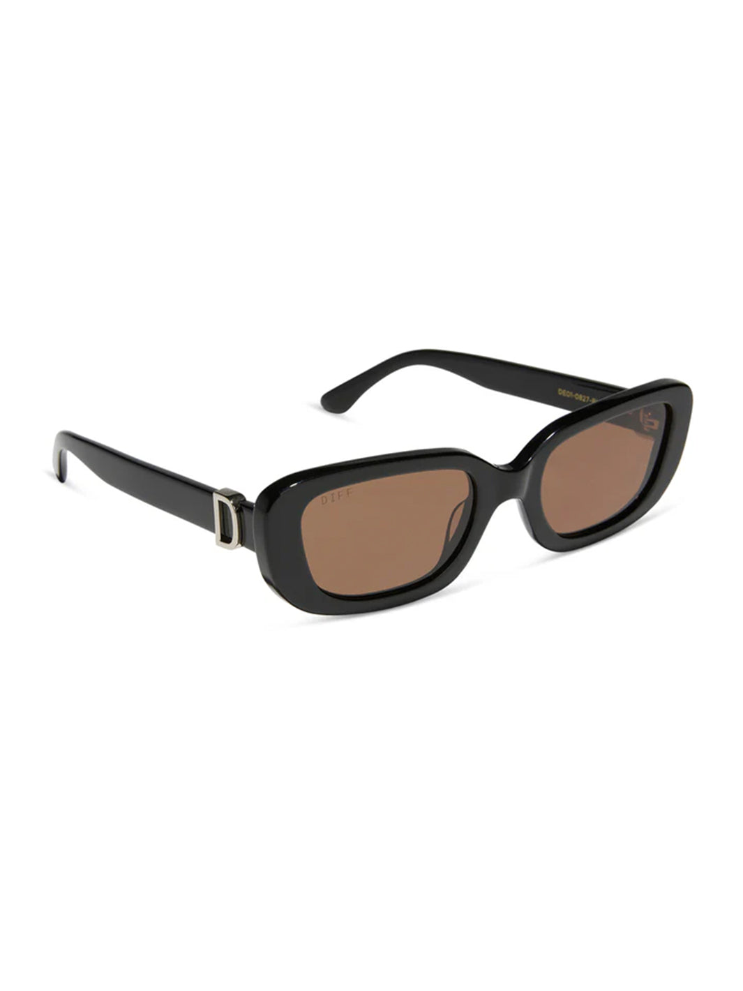Daphne Rectange Sunglasses in Black Silver Metal Brown