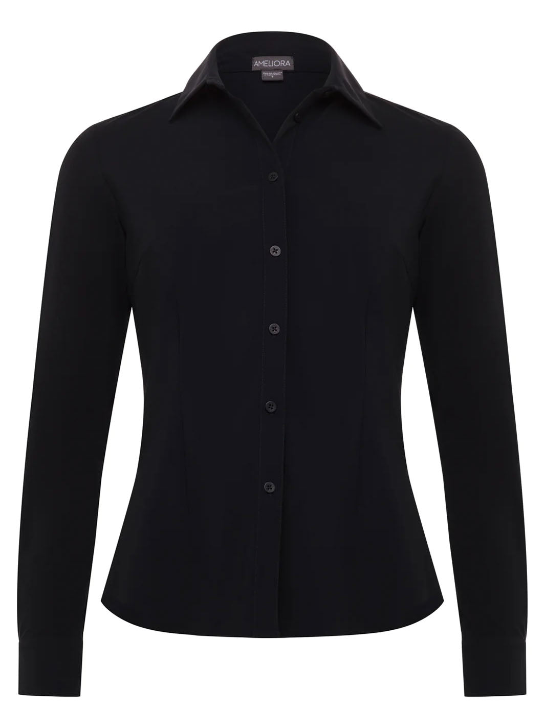 Dawn Long Sleeve Fitted Shirt in Black