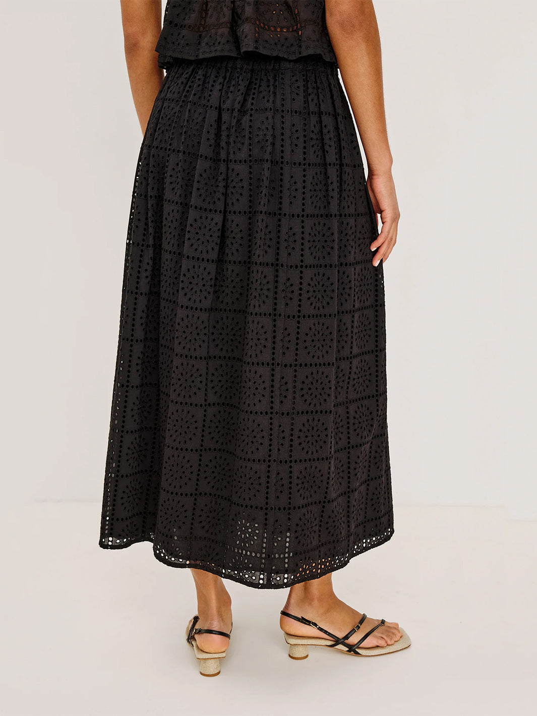 Dax Skirt in Black Grid Embroidery