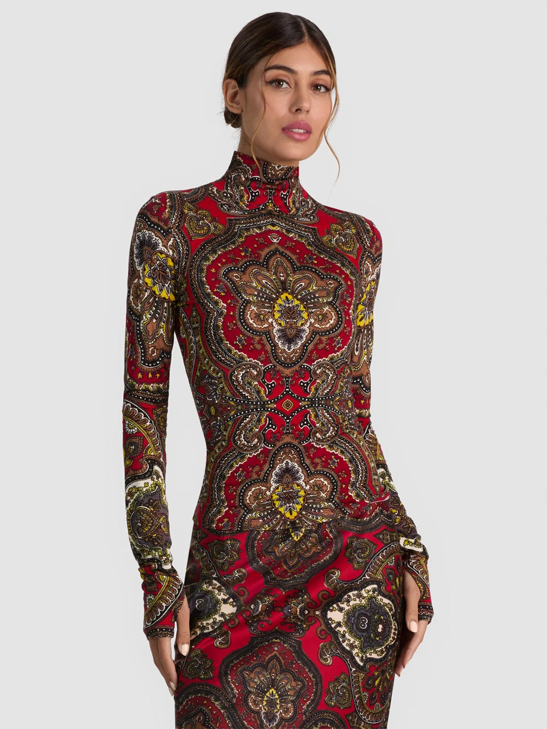 Delaina Turtleneck Top in Bon Voyage Hibiscuc Multi