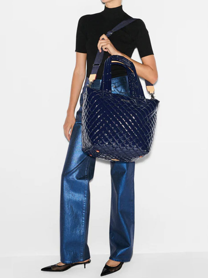 Medium Metro Tote Deluxe in Navy Lacquer