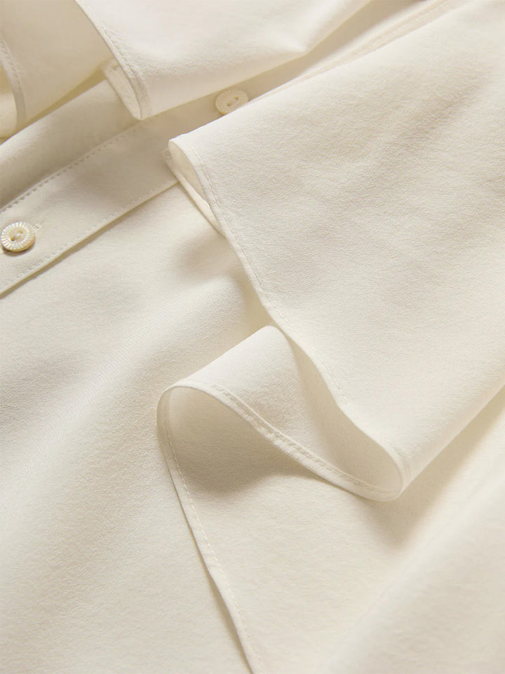 Demaris Ruffled Button-Down Blouse in Dove