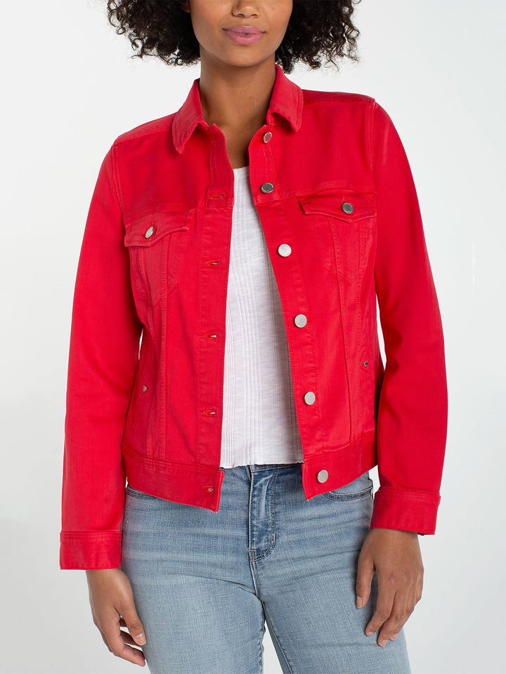 Denim Jacket in Cherry Rose
