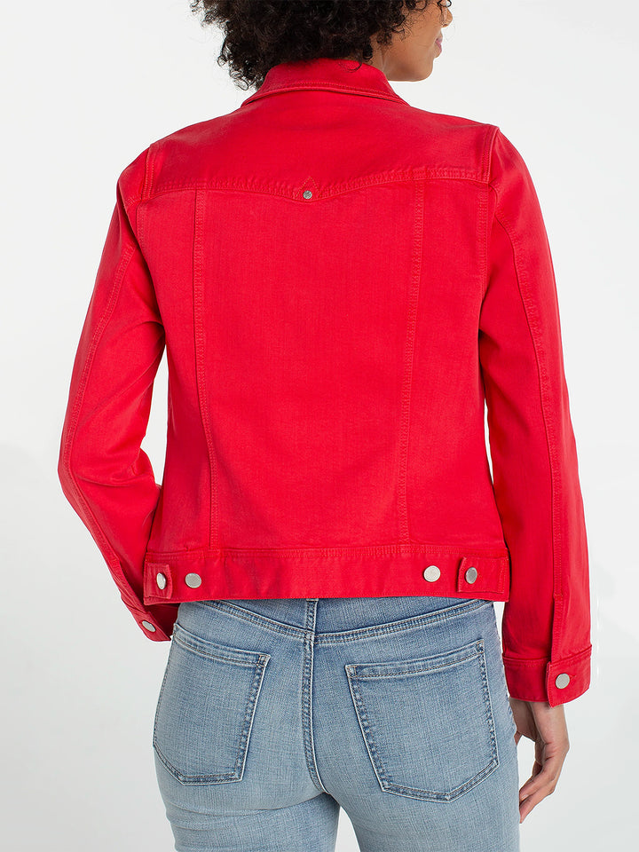 Denim Jacket in Cherry Rose