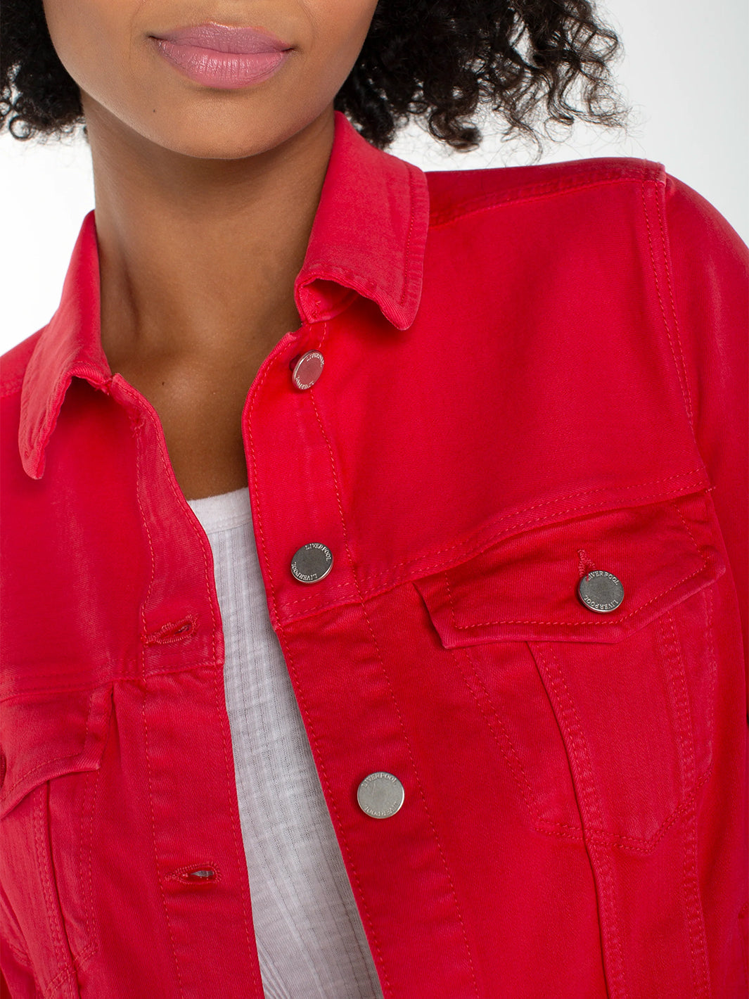 Denim Jacket in Cherry Rose