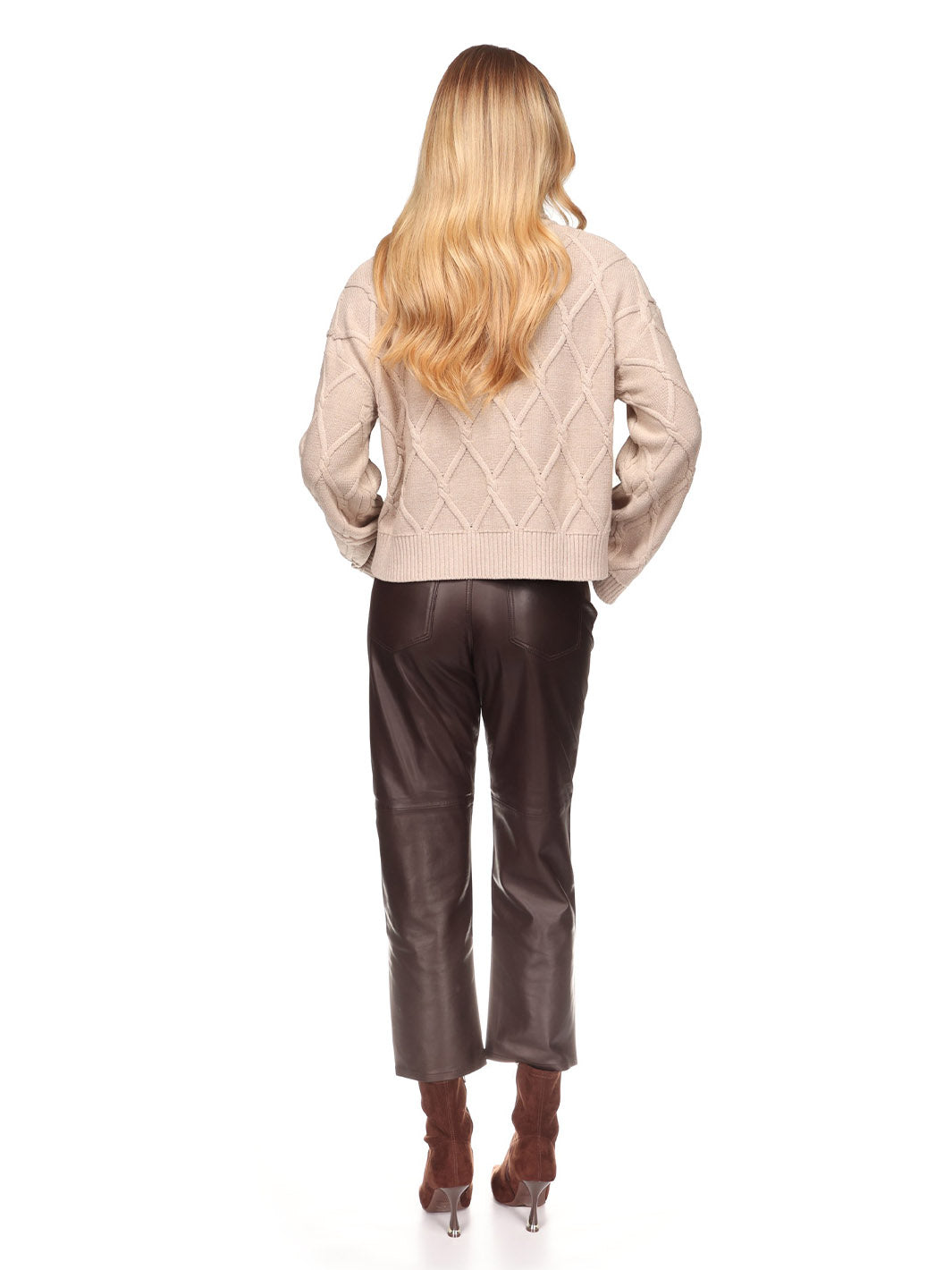 Diamond Cable zip Through in Latte Marl Blossom
