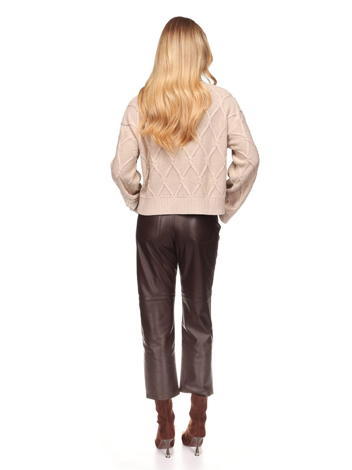 Diamond Cable zip Through in Latte Marl Blossom