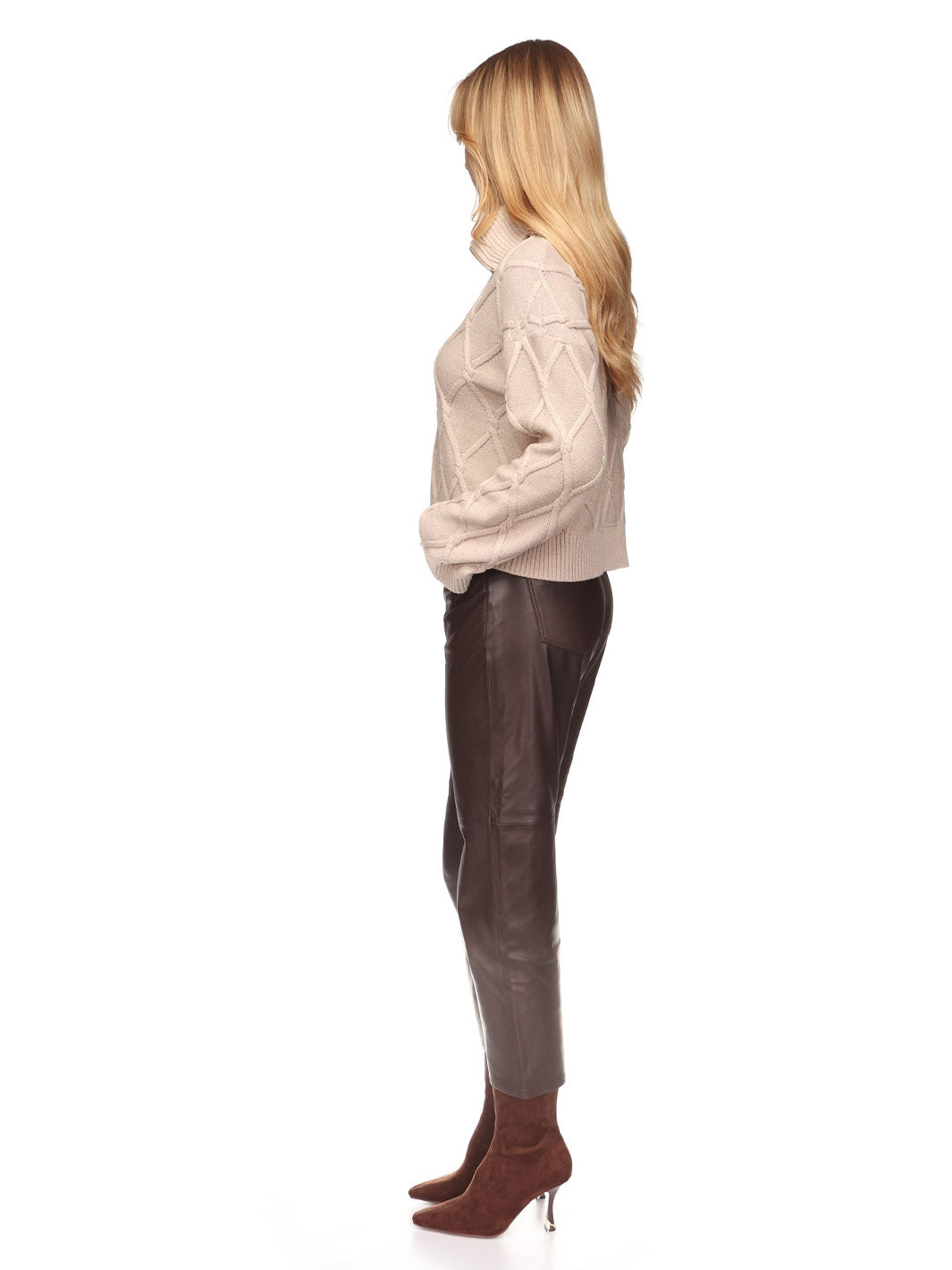 Diamond Cable zip Through in Latte Marl Blossom
