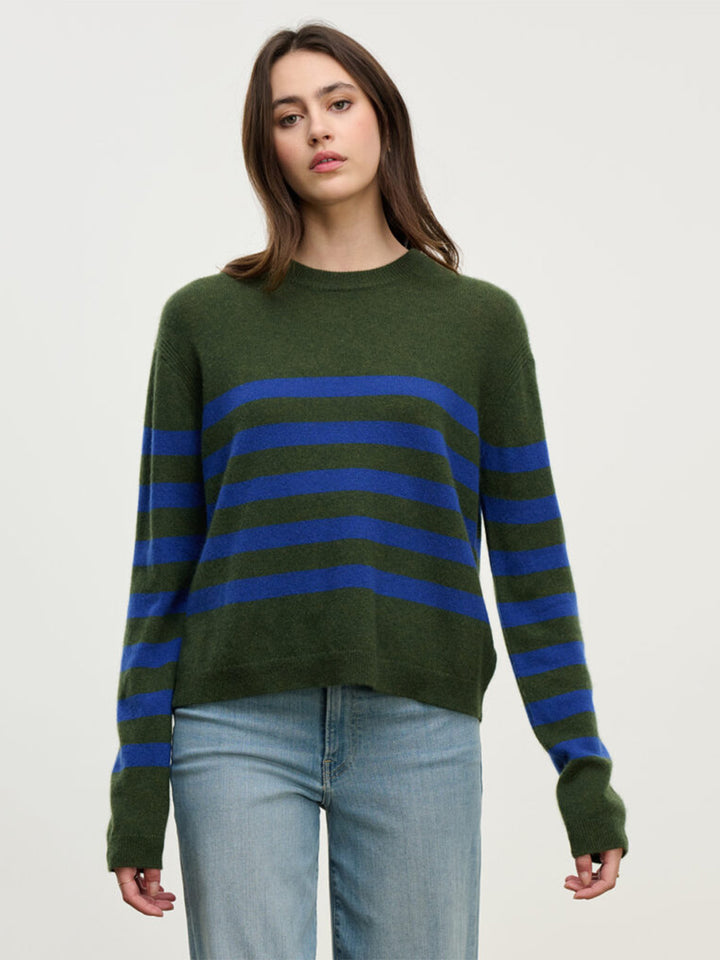 Diana Stripe Sweater in Military Blue