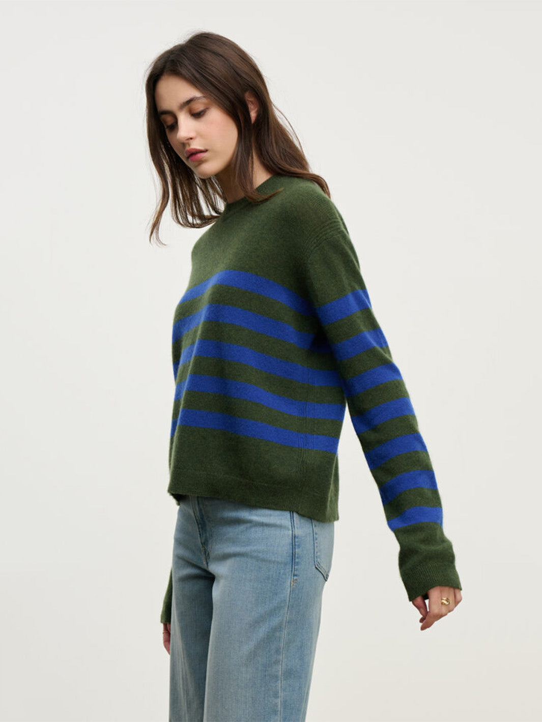 Diana Stripe Sweater in Military Blue
