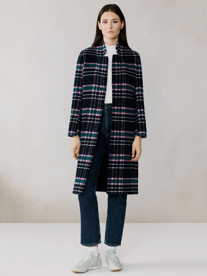 DIANE-C Plaid Midi Coat in Multi