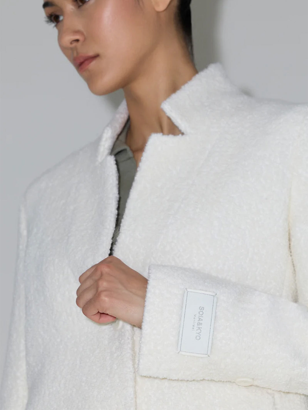 DIANE-U Midi Coat Boucle Wool in Powder