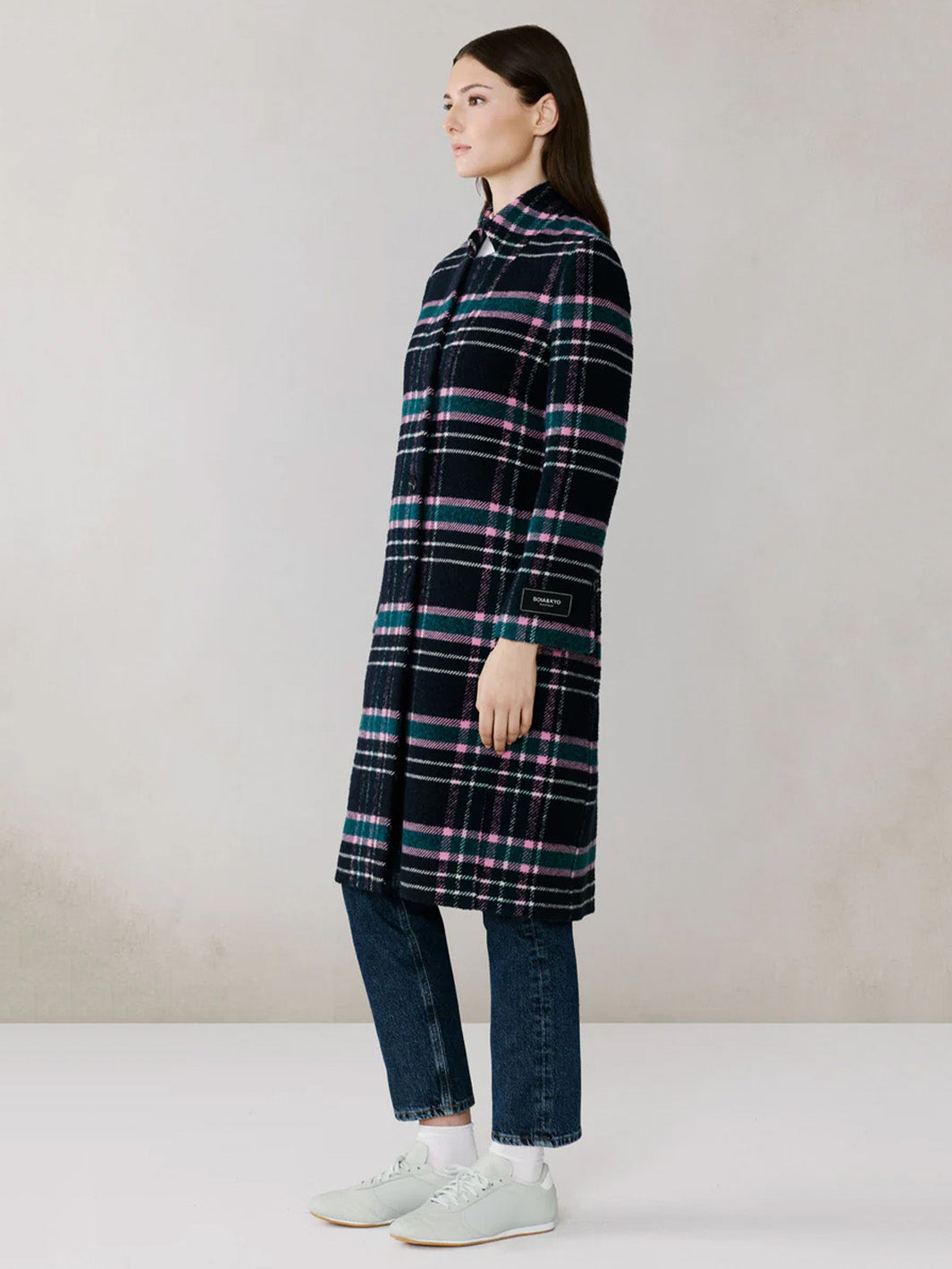 DIANE-C Plaid Midi Coat in Multi