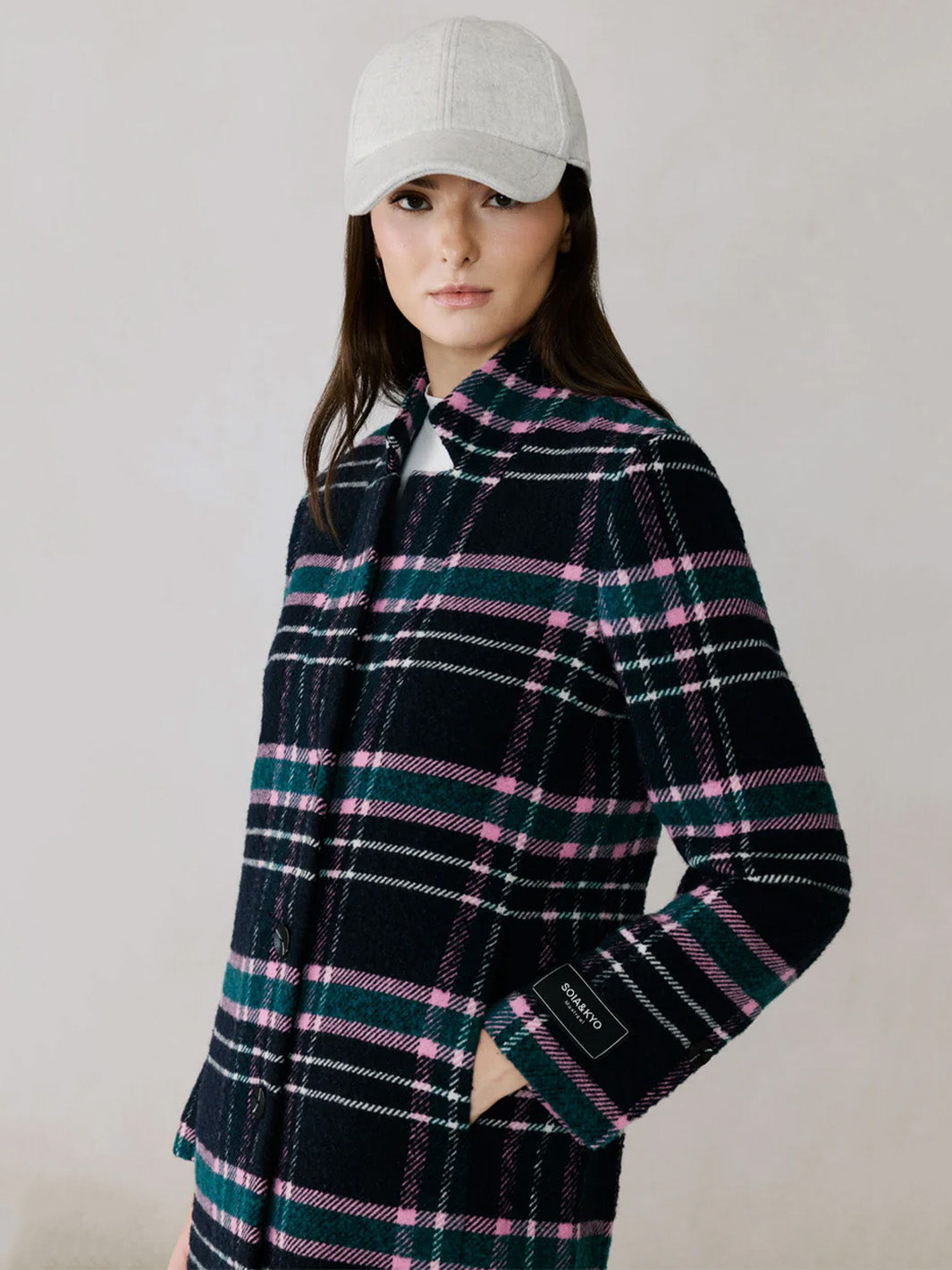DIANE-C Plaid Midi Coat in Multi