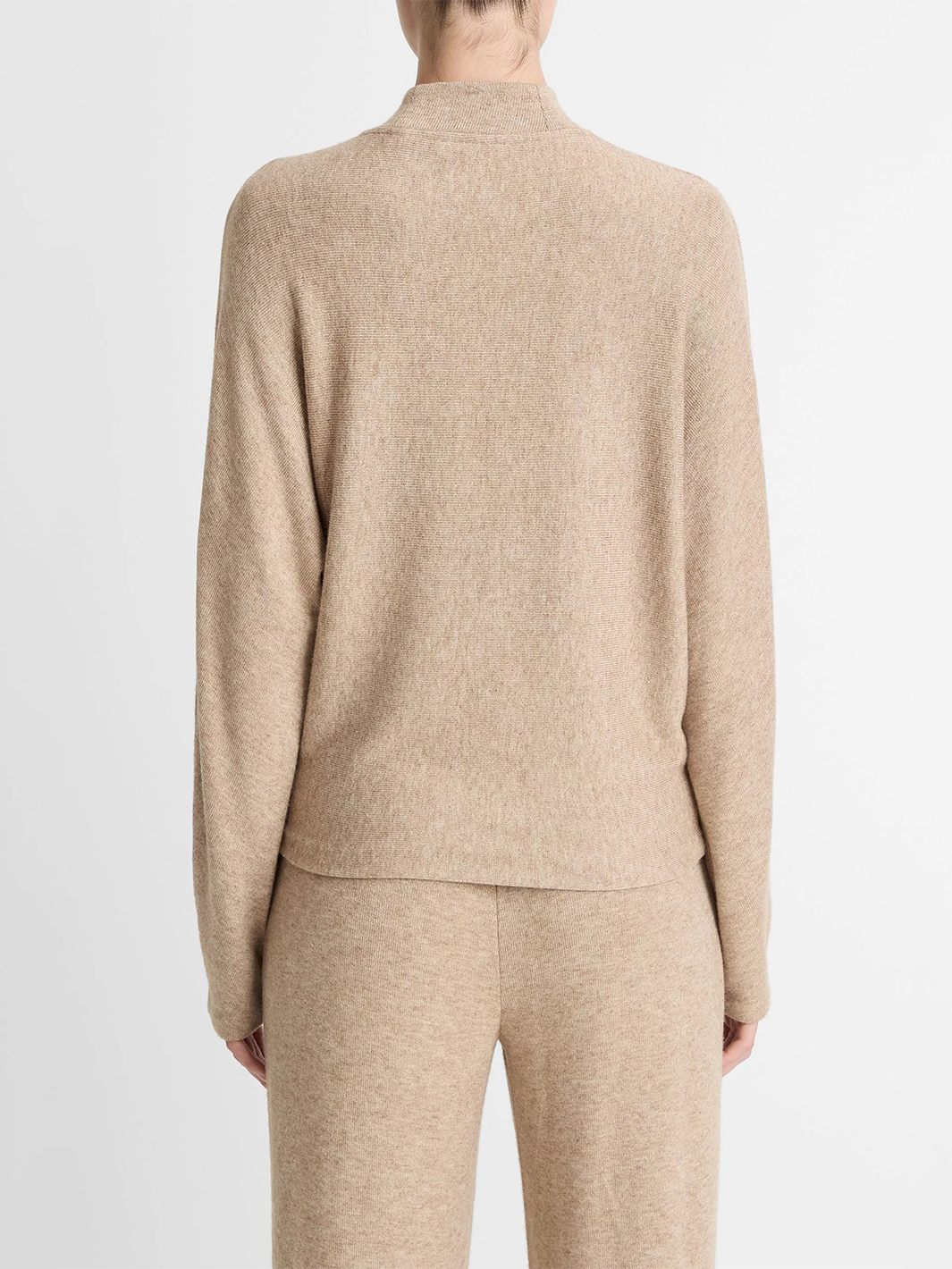 Cozy Dolman-Sleeve Mock-Neck Top in Heather Bruna