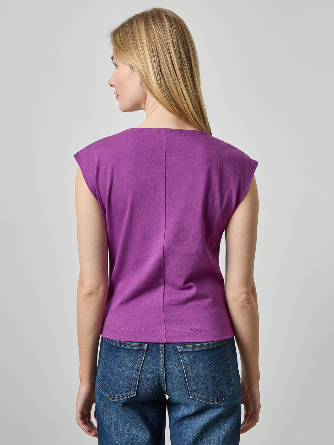 Drape Neck Wedge Top in Snapdragon