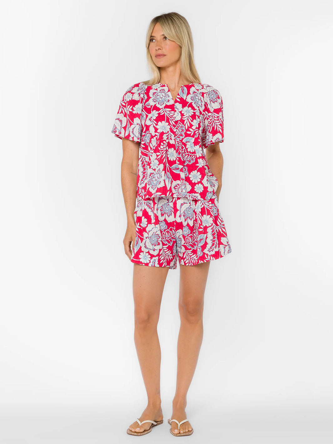 Donald Floral Shorts in Raspberry Floral Garden