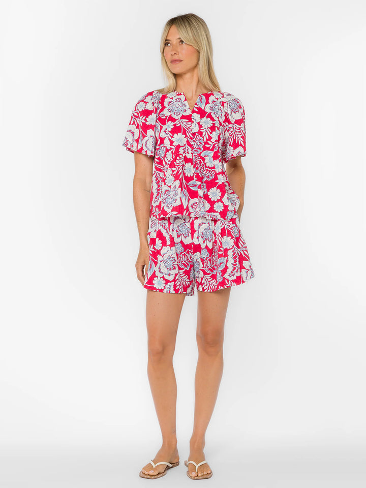Donald Floral Shorts in Raspberry Floral Garden